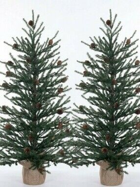 SET OF 2 Vickerman Carmel Pine Decorative Tree w/Cones 30" Unlit New Open box